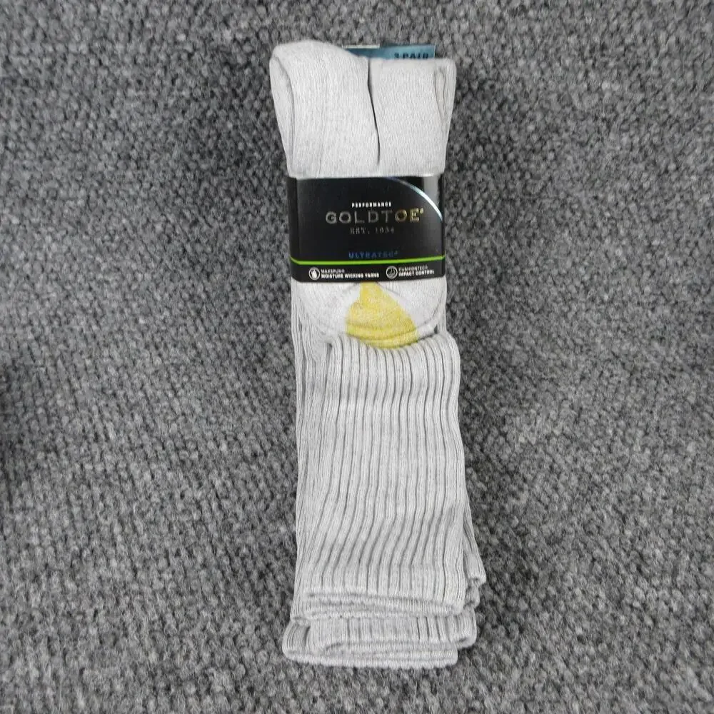 GOLD TOE Socks Mens 6-12.5 Gray Over-The-Calf Cushioned Moisture-Wicking NWT